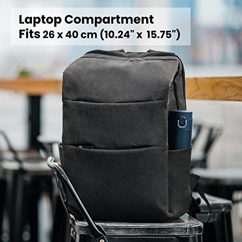 Nordace Nelson Smart Travel Backpack for Men & Women with USB Charging Port, Water Resistant - Everyday Laptop Backpack for Work, School, College - 15.6 Inch (Black)