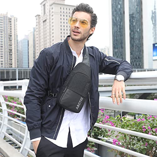 Pinprin Sling Bag Anti-theft Waterproof Crossbody Backpack Multi-pocket Chest Bag with Earphone Hole Shoulder Bag for Men, Hiking, Cycling, Travel