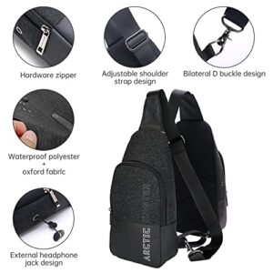Pinprin Sling Bag Anti-theft Waterproof Crossbody Backpack Multi-pocket Chest Bag with Earphone Hole Shoulder Bag for Men, Hiking, Cycling, Travel