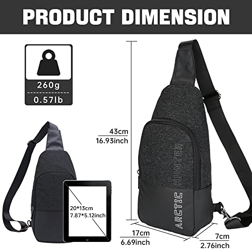 Pinprin Sling Bag Anti-theft Waterproof Crossbody Backpack Multi-pocket Chest Bag with Earphone Hole Shoulder Bag for Men, Hiking, Cycling, Travel