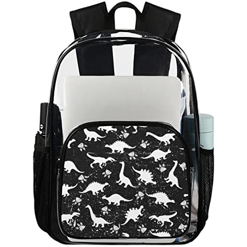 Animal Dinosaur Clear Backpack, Dinosaur Pattern Heavy Duty PVC Transparent Backpack See Through Waterproof Backpacks Large Bookbag with Adjustable Shoulder Straps for Work Travel School College