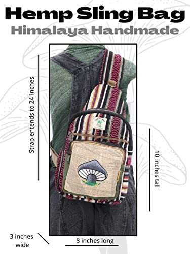 HIMALAYA HANDMADE Hemp Sling Backpack Hippie Backpack Festival Backpack Hiking Backpack 100 Percent Hemp Crossbody Bag FAIR TRADE Handmade with Love., Purple