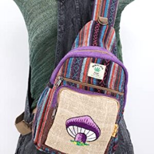 HIMALAYA HANDMADE Hemp Sling Backpack Hippie Backpack Festival Backpack Hiking Backpack 100 Percent Hemp Crossbody Bag FAIR TRADE Handmade with Love., Purple