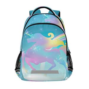 rainbow unicorn backpack for girls galaxy school bookbag with adjustable chest strap for girls elementary kids waterproof casual bag lightweight 16.7 inch