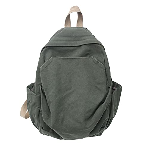 GAI College School Bag Canvas Travel Rucksack Y2k Aesthetic Hobo Boho Hippie Backpack Purse for Girls & Boys (One Size,Green)