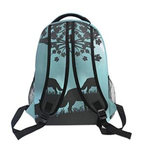 Nander Backpack Travel Evening Moon Wolf School Bookbags Laptop Daypack College Bag for Mens Boys