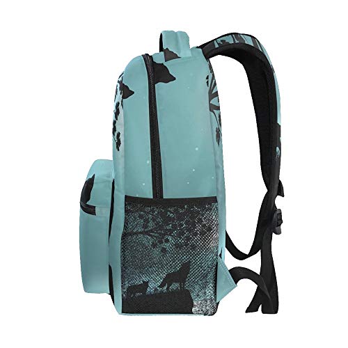 Nander Backpack Travel Evening Moon Wolf School Bookbags Laptop Daypack College Bag for Mens Boys