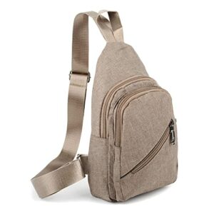 westend crossbody sling bag backpack with adjustable strap for men and women, khaki