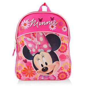 Disney Minnie Mouse Backpack and Lunch Box Bundle Set for Preschool Toddlers ~ Deluxe 11" Minnie Mouse Mini Backpack, Minnie Lunch Tin with 24 Pc Puzzle, Stickers (Minnie Mouse School Supplies)