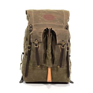 frost river isle royale bushcraft backpack – durable waxed canvas outdoor hiking pack, 45 liter, field tan