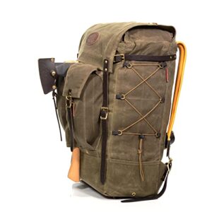 Frost River Isle Royale Bushcraft Backpack - Durable Waxed Canvas Outdoor Hiking Pack, 45 Liter, Field Tan