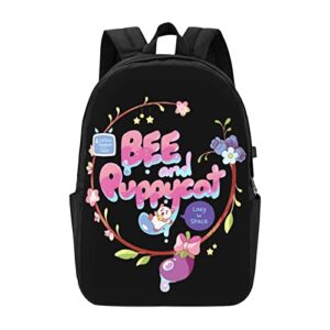 Bee and Puppycat 17 Inch Laptop Backpack with USB Port Travel College School Backpack Bookbag Unisex