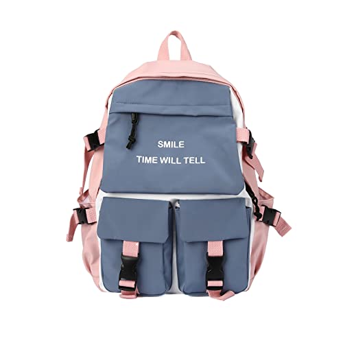 KEYEMP Bookbag for Teen Girls Womens School Backpack Small Lightweight Laptop Backpacks Travel Casual Rucksack Daypacks,15.6 inch Laptop Bag for Student, Multi-Pocket, colorblock Pink