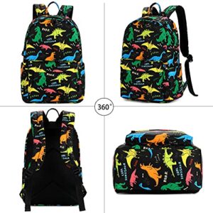 Ecodudo Cute Lightweight Dinosaur Backpacks Boys School Bags Kids Bookbags with Lunch Bag (Colorful Dinosaur Set)