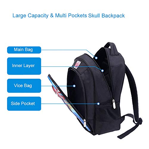 MATMO Skull Backpack Cool Halloween Cartoon Kids Backpack for Boys Bookbag School Bag