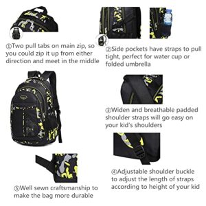 Camo-Print Primary School Backpack and Lunch-Bag Set for Boys Camouflage Elementary Bookbag Rucksack Waterproof