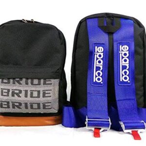 Kei Project Bride Racing Backpack Brown Bottom with SPR Harness Straps (Blue)