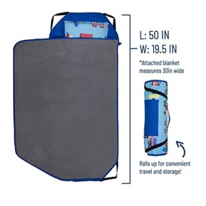 Wildkin 12 Inch Kids Backpack with Modern Nap Mat (Trains, Planes & Trucks)