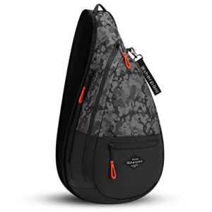 sherpani esprit, nylon sling bag, shoulder sling bag, crossbody sling backpack for women, fits 10 inch tablet, rfid protection (dream camo)