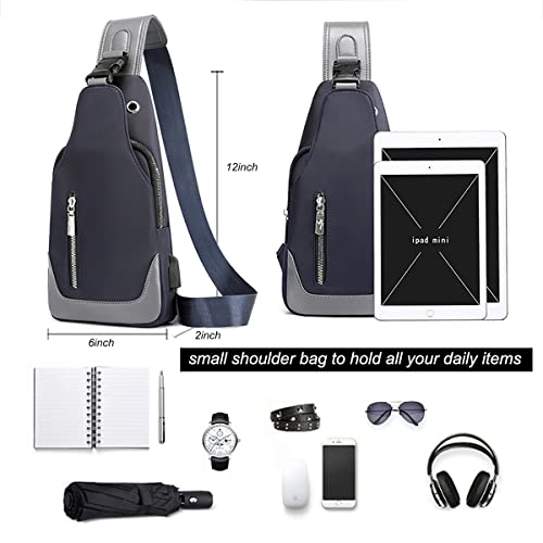 W WINTMING Sling Bag for Men Chest Bag with USB Charging Port Crossbody Shoulder Daypack Lightweight Casual Bag for Hiking Travel (Black)