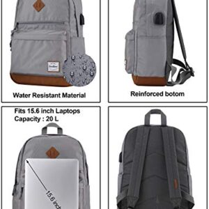 B BRENTANO Unisex Water Resistant Backpack Daypack (Gray)