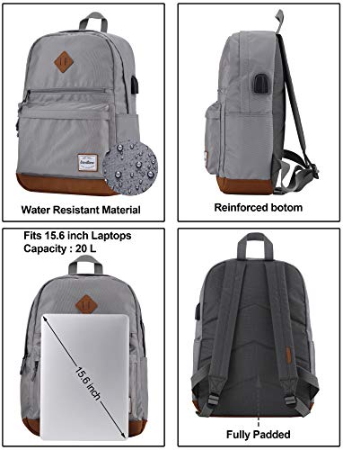 B BRENTANO Unisex Water Resistant Backpack Daypack (Gray)