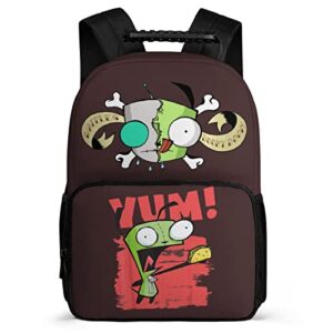 16 Inch Shoulders Bag Invader Cartoon_Zim Unisex Adults Teenagers Children's Backpack Students Schoolbag