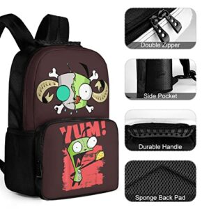 16 Inch Shoulders Bag Invader Cartoon_Zim Unisex Adults Teenagers Children's Backpack Students Schoolbag