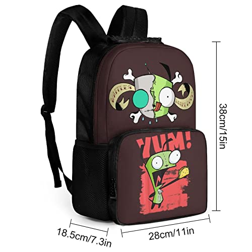 16 Inch Shoulders Bag Invader Cartoon_Zim Unisex Adults Teenagers Children's Backpack Students Schoolbag