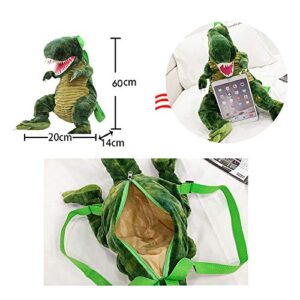 SXVZBH 3D Dinosaur Backpack, Kids Cute Animal Backpack Boys Girls Parent-Child Toddler Dinosaurs Bag Creative Gifts (Green, 60cm height)