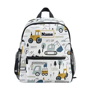 custom children’s name toddler backpack personalized childish truck excavator mini bag for baby girl boy age 3-7
