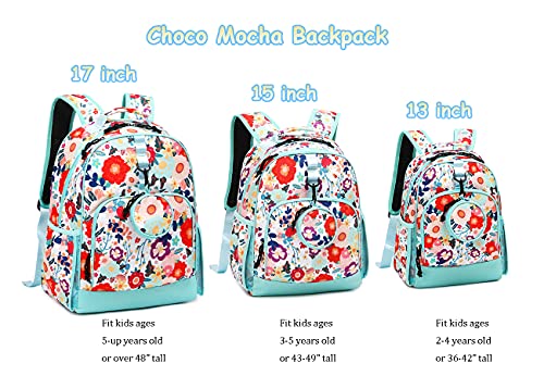 Choco Mocha Preschool Backpack for Girls Flora Backpack for Toddler Girls Preschool Backpacks for Girl Bookbag 14 inch Prek Backpack for Kids with Chest Strap Child 2-4 3-5 Gifts, Blue