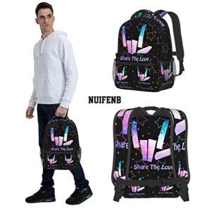 NUIFENB 3 Piece Set Backpack With Lunch Bag Share Love Schoolbag For Boys Girls Teens Pencil Pouch