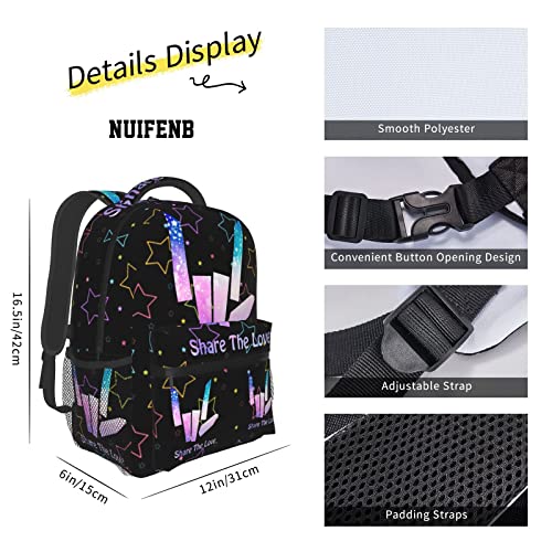 NUIFENB 3 Piece Set Backpack With Lunch Bag Share Love Schoolbag For Boys Girls Teens Pencil Pouch