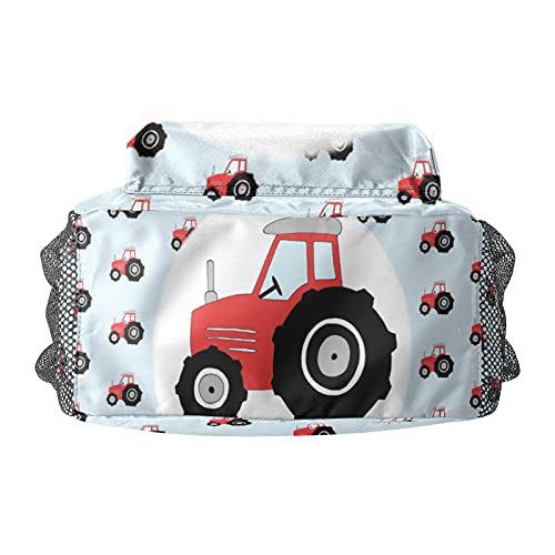 Personalized Red Black Tractor Pattern School Backpack with Name Preschool Bag for Children Kids