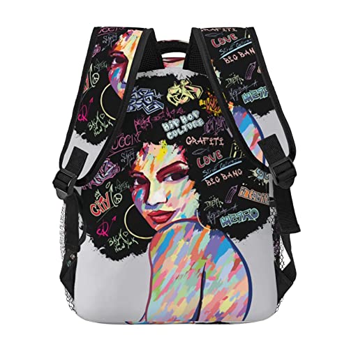 School Backpack Art African Woman American Black Girl for Women Men Student Bookbag Durable Casual Daypack Teens College Lightweight Hiking Travel Bag