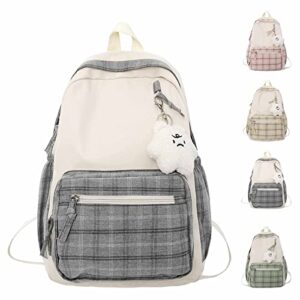 sage green backpack for school sage green backpack for teen girls kawaii backpack large-capacity casual rucksack (grey/a)