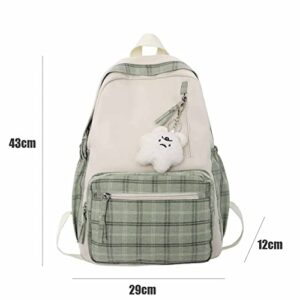 Sage Green Backpack for School Sage Green Backpack for Teen Girls Kawaii Backpack Large-capacity Casual Rucksack (Grey/A)