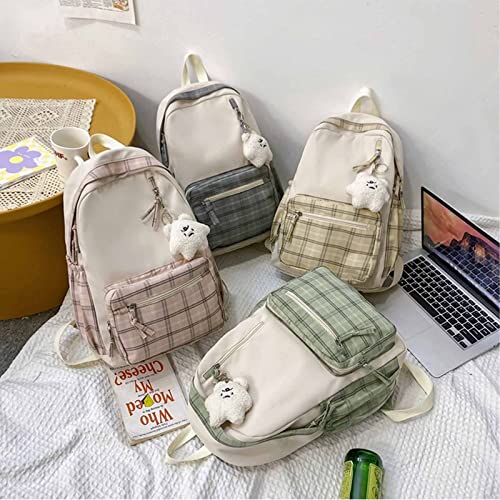 Sage Green Backpack for School Sage Green Backpack for Teen Girls Kawaii Backpack Large-capacity Casual Rucksack (Grey/A)