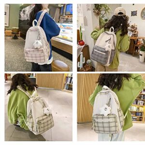 Sage Green Backpack for School Sage Green Backpack for Teen Girls Kawaii Backpack Large-capacity Casual Rucksack (Grey/A)