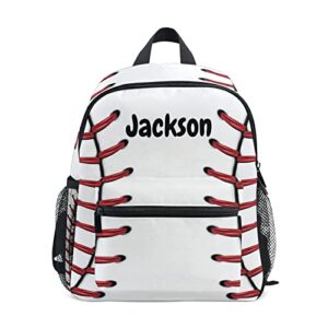 sinestour custom baseball kid’s backpack personalized backpack with name/text preschool backpack for boys customizable toddler backpack for girls with chest strap
