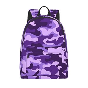 Famame 16 Inch Backpack Military Camouflage Purple Camo Print Laptop Backpack Shoulder Bag College School Bookbag Large Casual Daypack