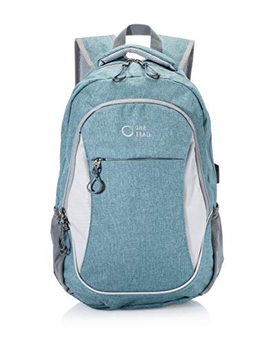 One Trail Daypack | 20L Laptop Backpack | USB Charging Port (Teal Colorblock)