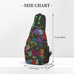 Mushroom Pattern Sling Bag Crossbody Backpack Shoulder Bag Chest Bag Travel Hiking Daypack For Men Women