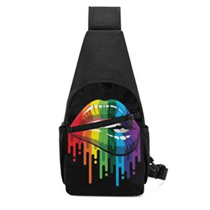 Gay Homosexual Lesbian Rainbow Lips Pride Sling Backpack Hiking Daypack Crossbody Shoulder Bag