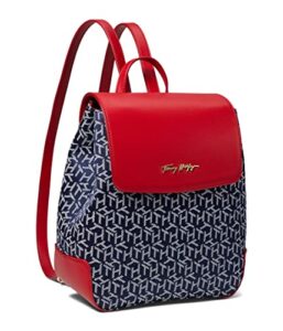 tommy hilfiger sutton flap backpack jacquard navy/white/tommy red one size