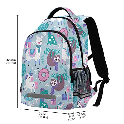 Animals Llama Sloth Dinosaur Backpack for Students Boys Girls School Bag Travel Daypack Rucksack