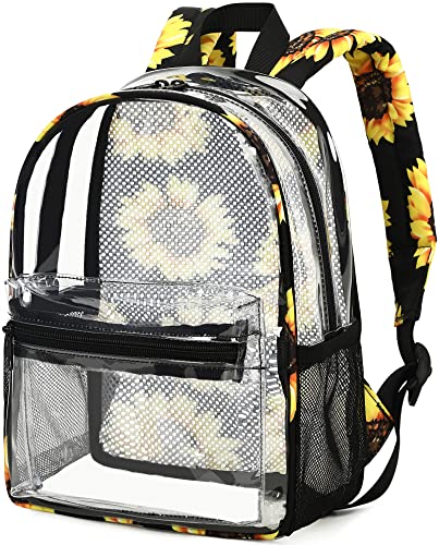 Clear Mini Backpack Stadium Approved 12x12x6 Small Transparent Backpacks Plastic See Through Bag for Work Festival Security Travel