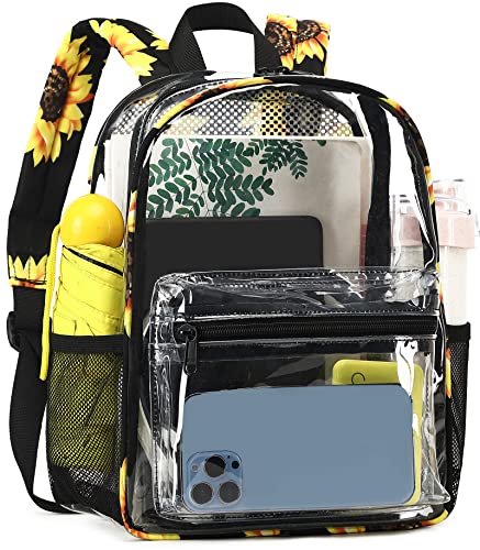 Clear Mini Backpack Stadium Approved 12x12x6 Small Transparent Backpacks Plastic See Through Bag for Work Festival Security Travel