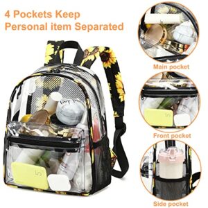 Clear Mini Backpack Stadium Approved 12x12x6 Small Transparent Backpacks Plastic See Through Bag for Work Festival Security Travel